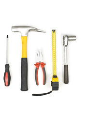 A set of tools on white background