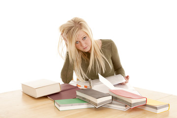 Woman studying frustrated looking