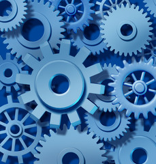 gears background blue isolated on white