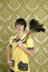 housewife nerd retro woman home chores wallpaper