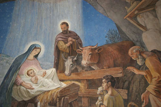 Nativity scene, Bethlehem Shepherds Field Church