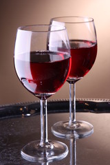 Red Wine on Silver Tablet