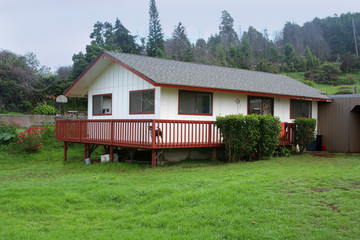 Plantation style house of the tropics, typical to Hawaii