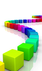 3D Würfel - Regenbogen Schlange 02