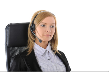 Young office worker with headset.