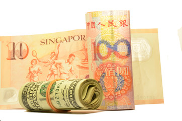 Currency of China, US and Singapore