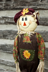 Fototapeta na wymiar Fall Smiling Scarecrow