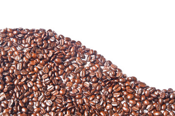 Many brown coffee beans for background