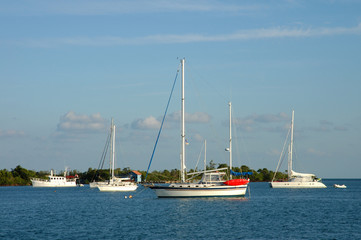 Fototapeta na wymiar Belize, Placencia, sail boats