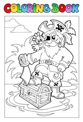 Coloring book with pirate scene 1