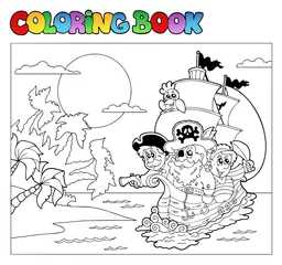 Photo sur Plexiglas Bricolage Livre de coloriage avec scène de pirate 3