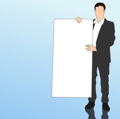 Business man holding a blank board