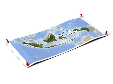 Indonesia on unfolded map sheet.
