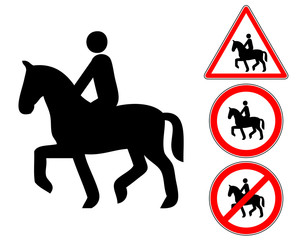 Rider pictogram warning and prohibition signs