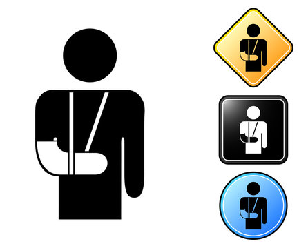 Injured man pictogram and signs