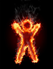 Human figure in the solid fire