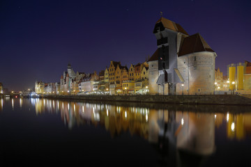 Fototapeta premium Gdansk of Riverside at night