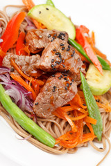 meat with vegetables and noodles