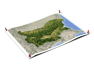 Bulgaria on unfolded map sheet.