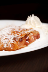 apple strudel with vanilla ice cream