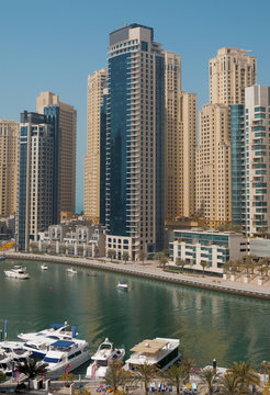 View on the yacht club in the modern city