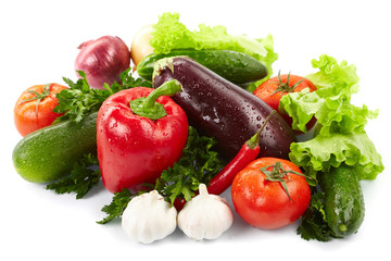 fresh vegetables on the white background