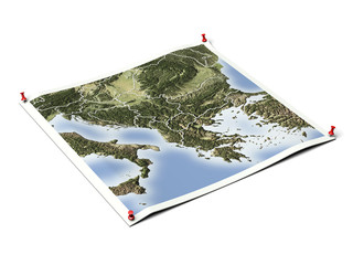 Balkans on unfolded map sheet.