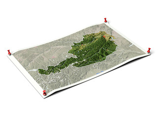 Austria on unfolded map sheet.