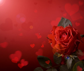 art greeting card with red roses and heart