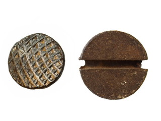 old metal nail and rusty Screw heads isolated