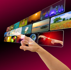 Hand browsing in virtual space using touch screen interface