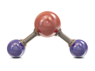 Water molecule structure with red and blue balls