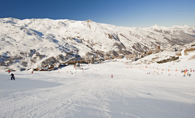 View down a ski slope