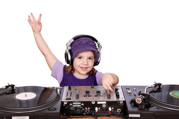 little girl dj play music