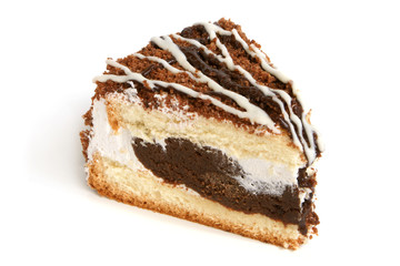 Slice of cream cake with chocolate