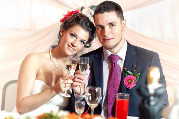 Young wedding couple