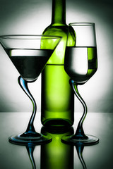 Bottle of wine and two glasses
