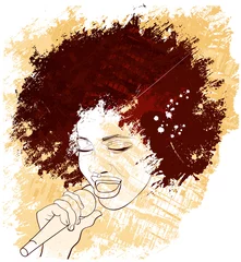 Papier Peint photo autocollant Visage de femme chanteur de jazz