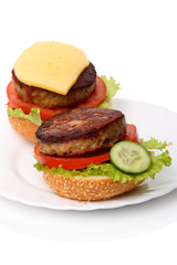 Hamburger and cheeseburger