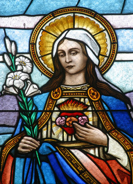 Immaculate Heart of Mary, stained glass