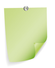 Gr&uuml;nes Blatt Papier mit Rei&szlig;nagel