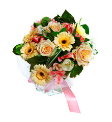 bouquet of lilias, roses and gerberas