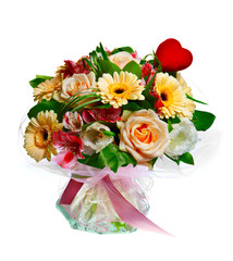 bouquet of lilias, roses and gerberas