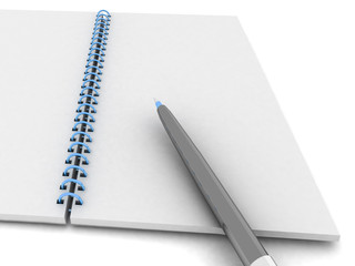 Notebook and pen on a white background