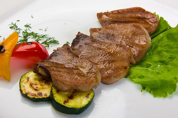 Roast boiled tongue with vegetables
