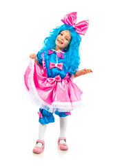 Little girl  with blue hair