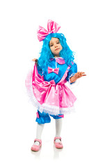 Little girl  with blue hair