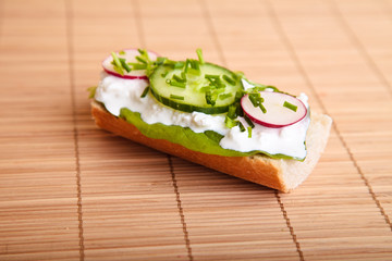 Different sandwiches with vegetables and cheese isolated
