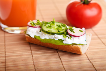 Fototapeta na wymiar Different sandwiches with vegetables and cheese isolated