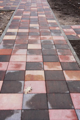 Gehweg & rote Platten hochkant